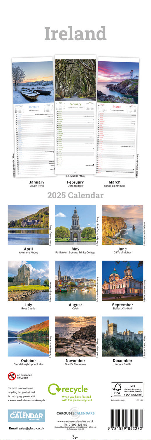 Ireland Slim Calendar 2025