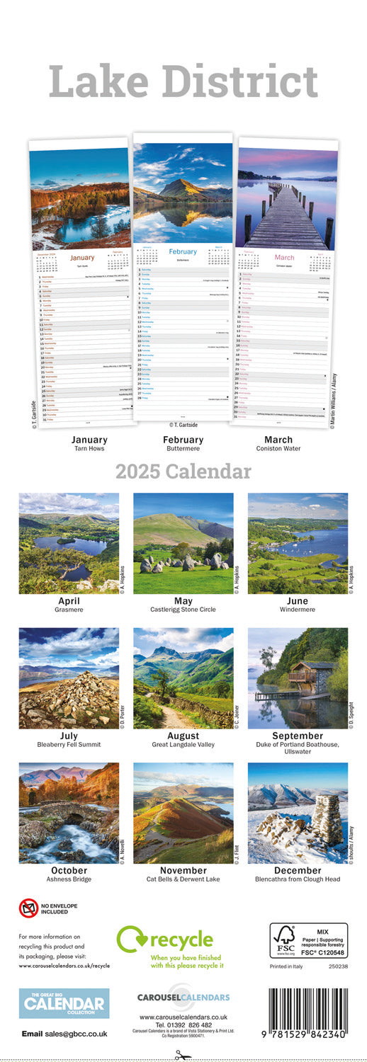 Lake District Slim Calendar 2025