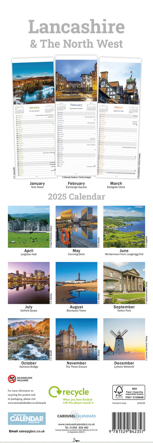 Lancashire & The North West Slim Calendar 2025