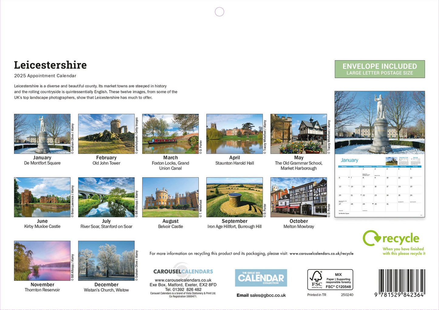 Leicestershire A4 Calendar  2025