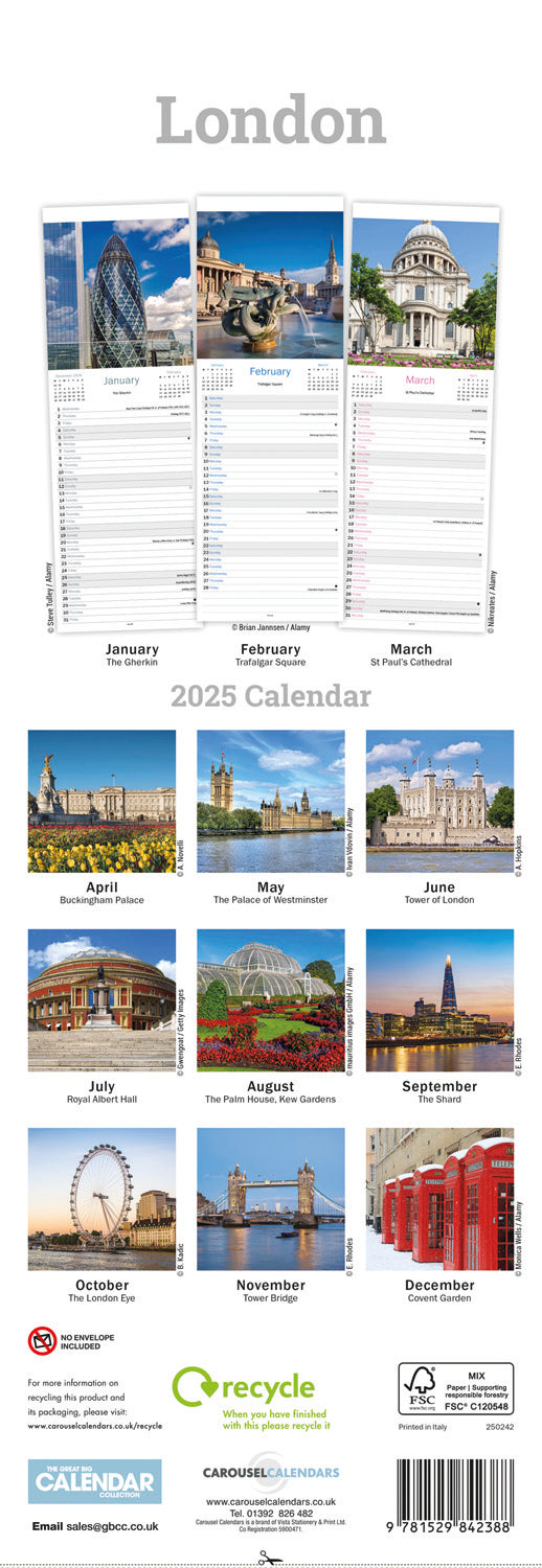 London Slim Calendar 2025