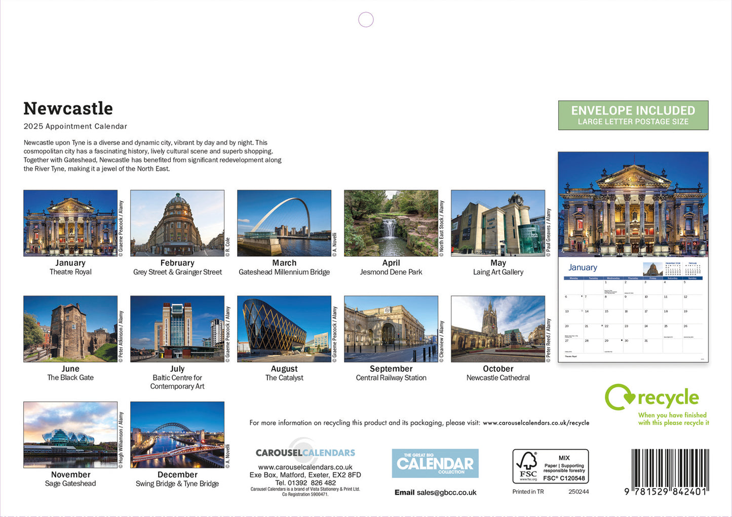 Newcastle A4 Calendar  2025