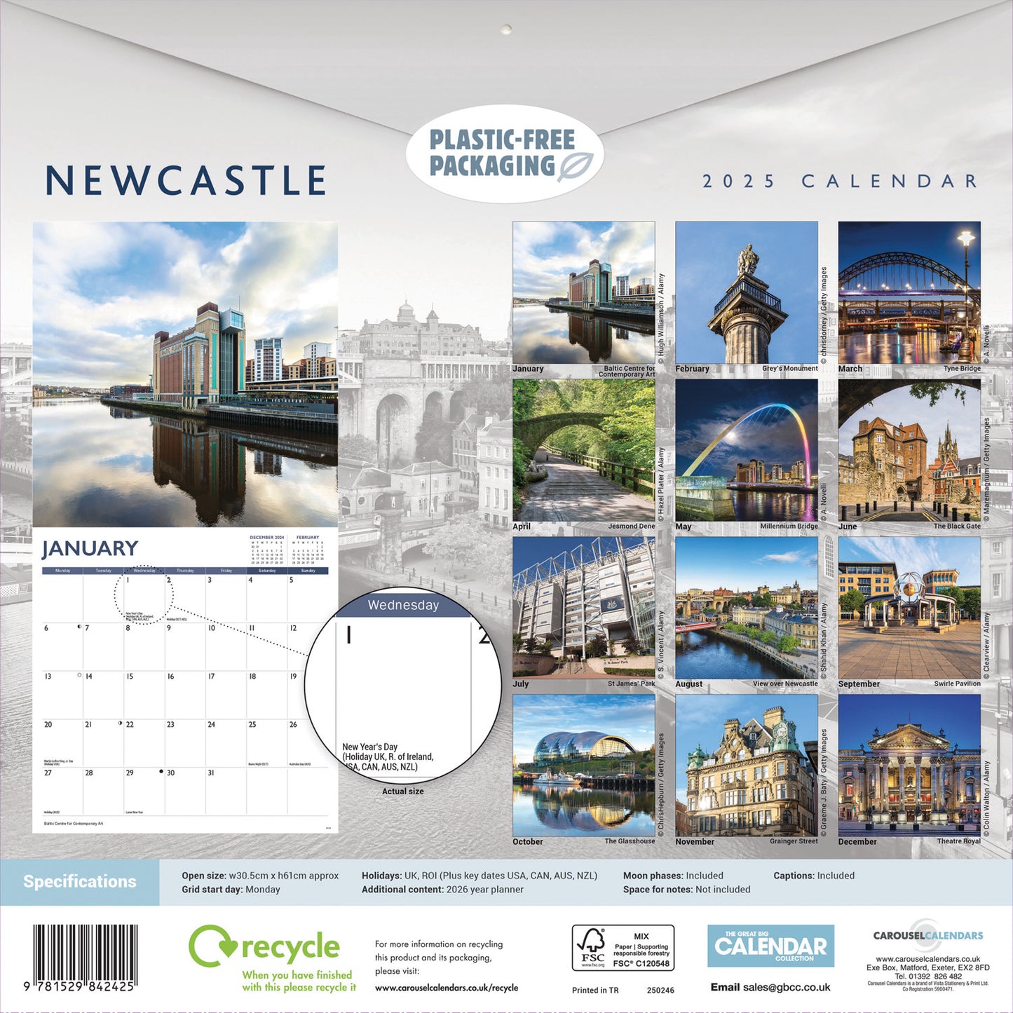 Newcastle Wall Calendar 2025