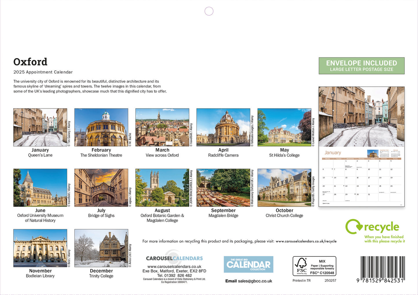 Oxford A4 Calendar  2025