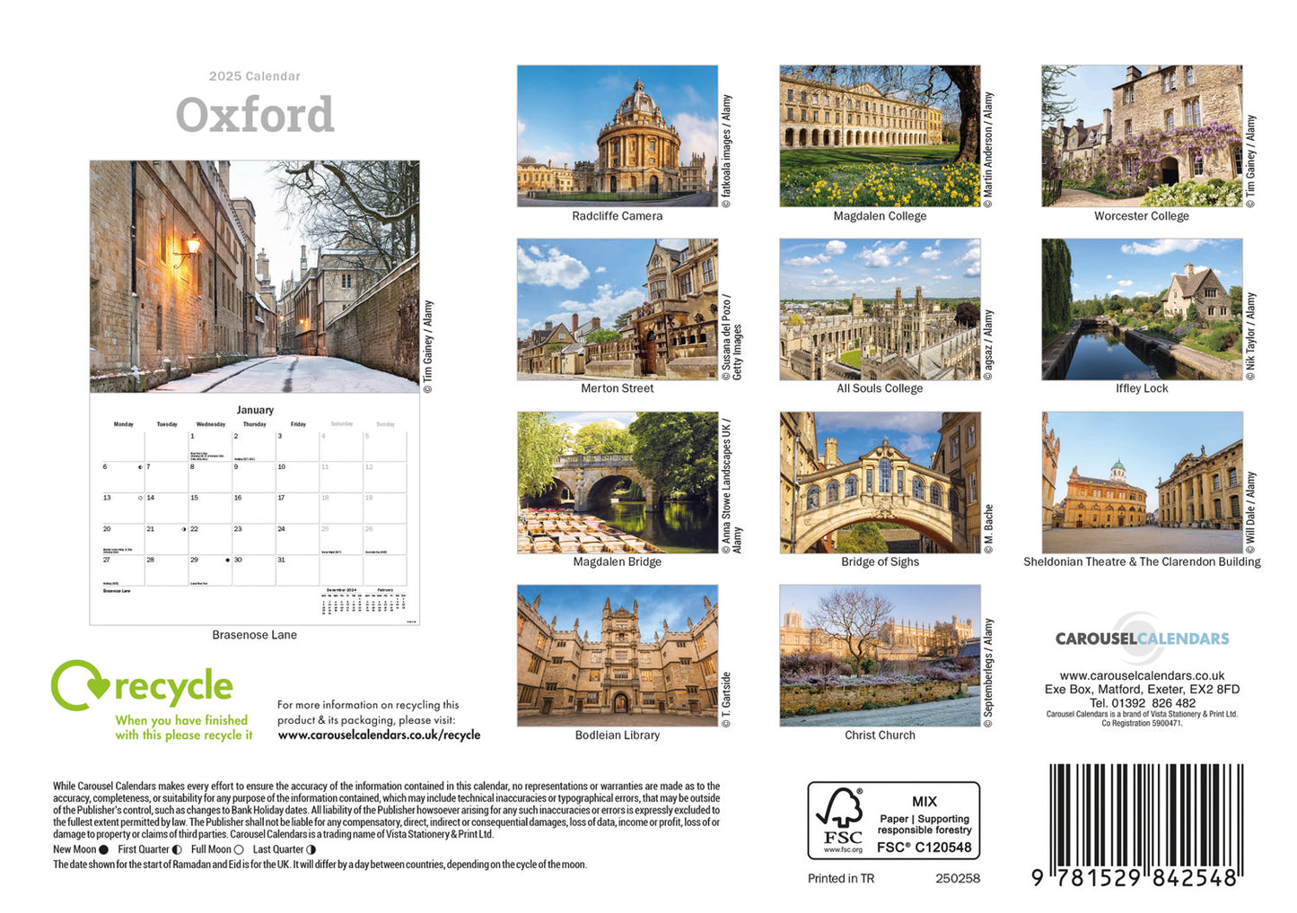 Oxford A5 Calendar 2025