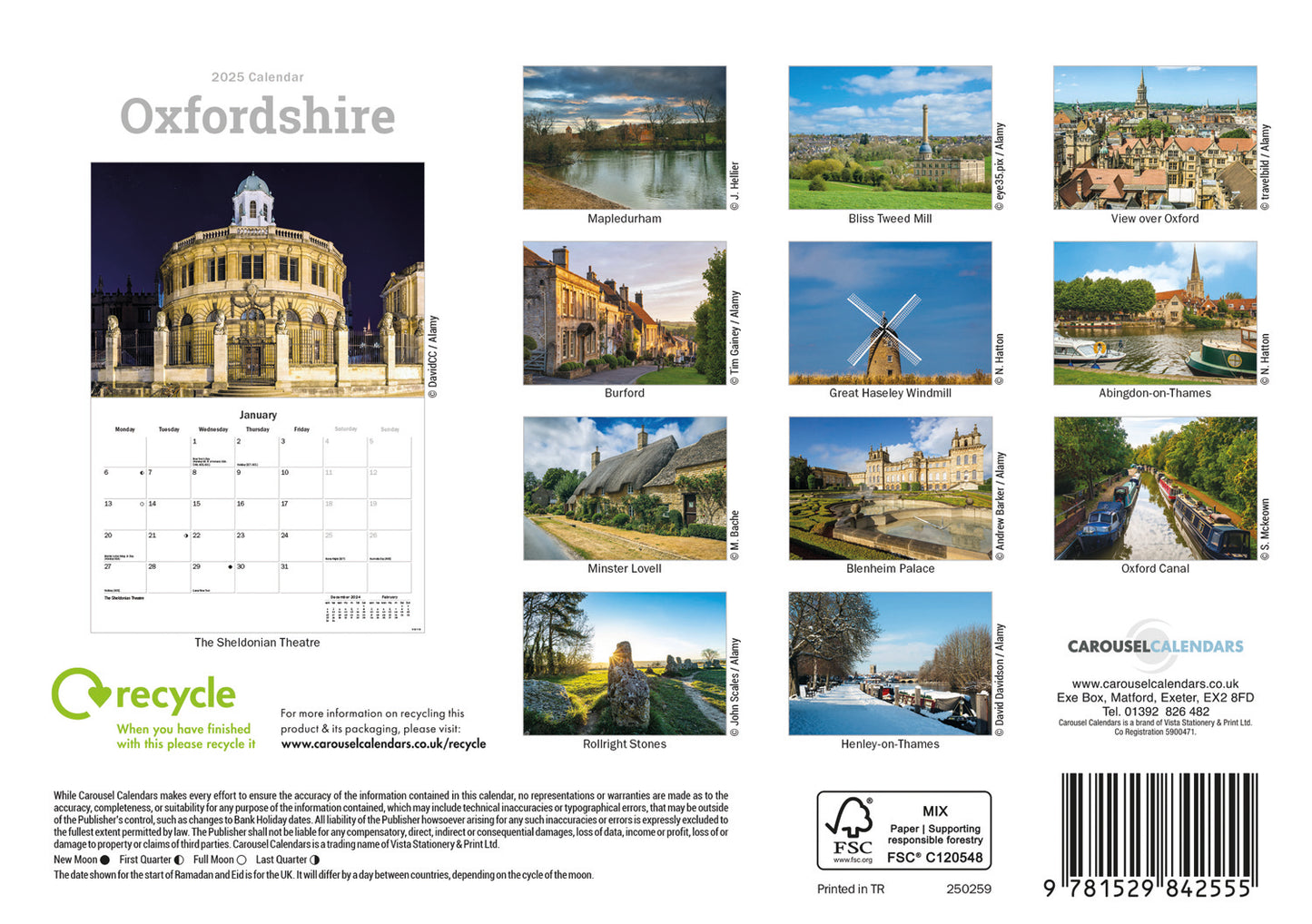 Oxfordshire A5 Calendar 2025