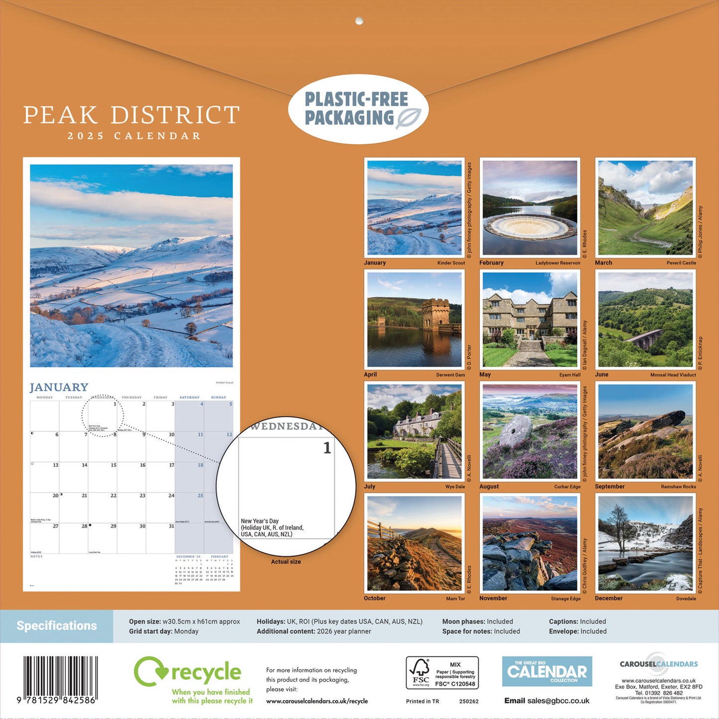 Peak District Wall Calendar 2025