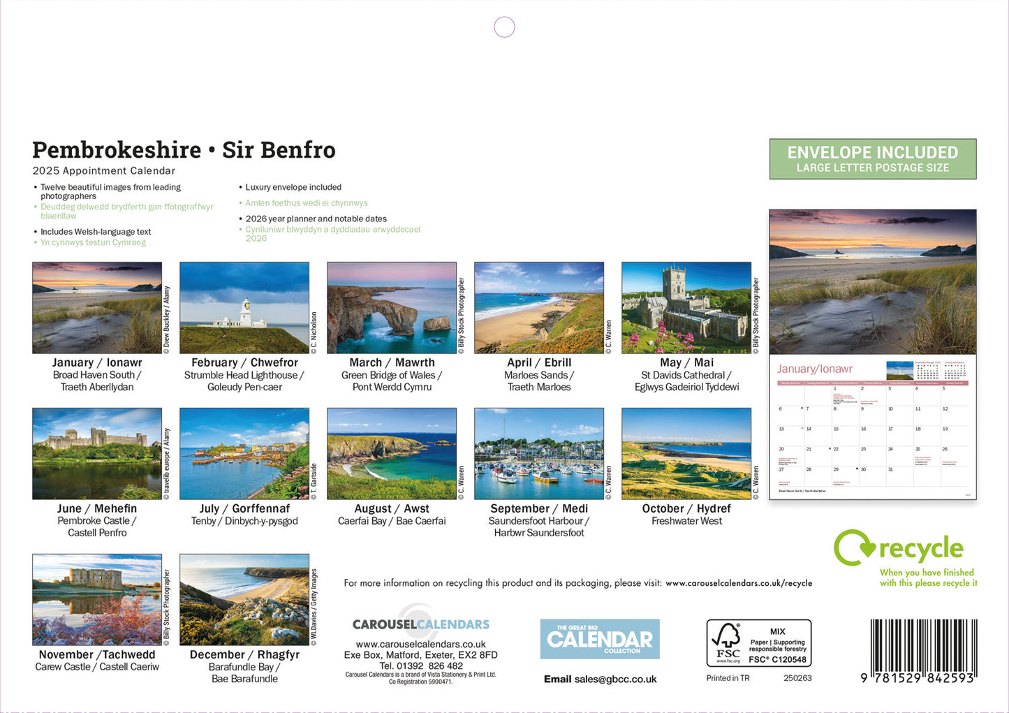 Pembrokeshire A4 Calendar  2025