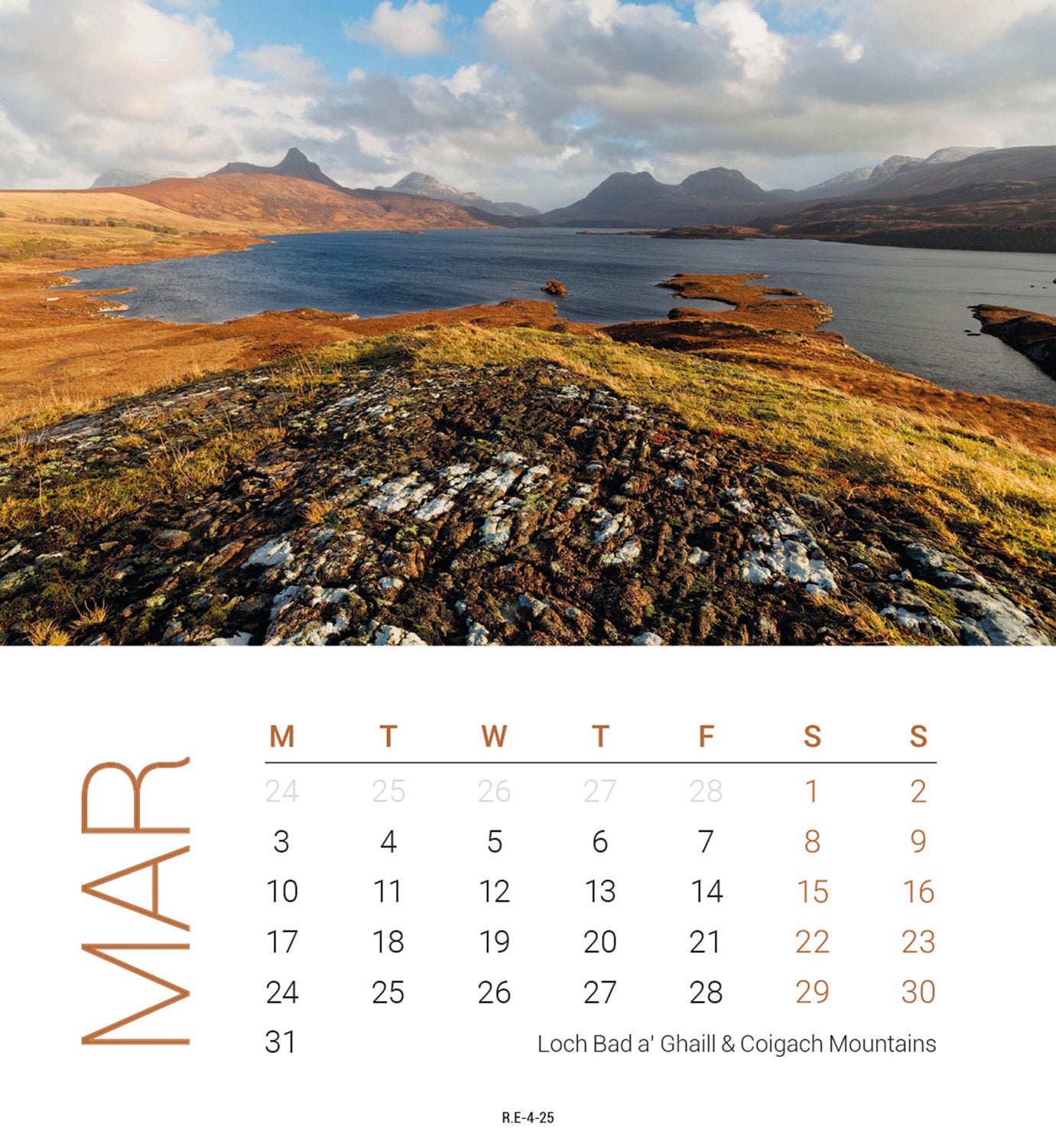 Scottish Lochs & Mountains Mini Desk Easel Calendar 2025