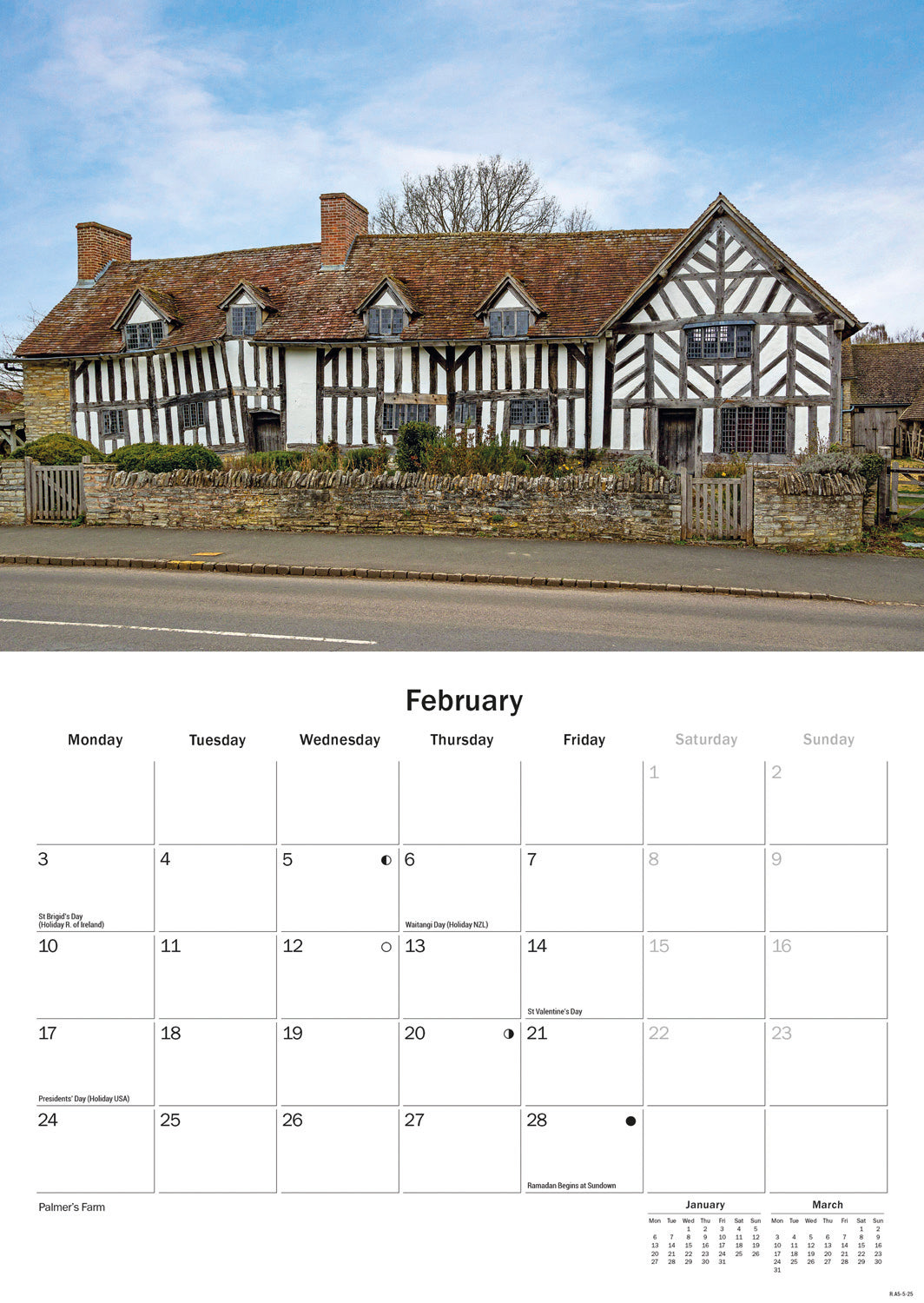 Shakespeare Country, Stratford-upon-avon A5 Calendar 2025