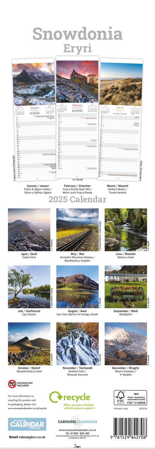 Snowdonia Slim Calendar 2025