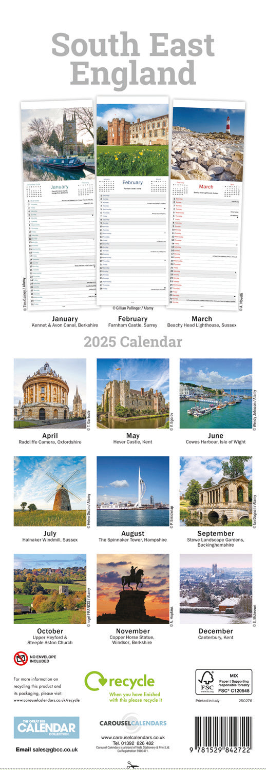 South East England Slim Calendar 2025