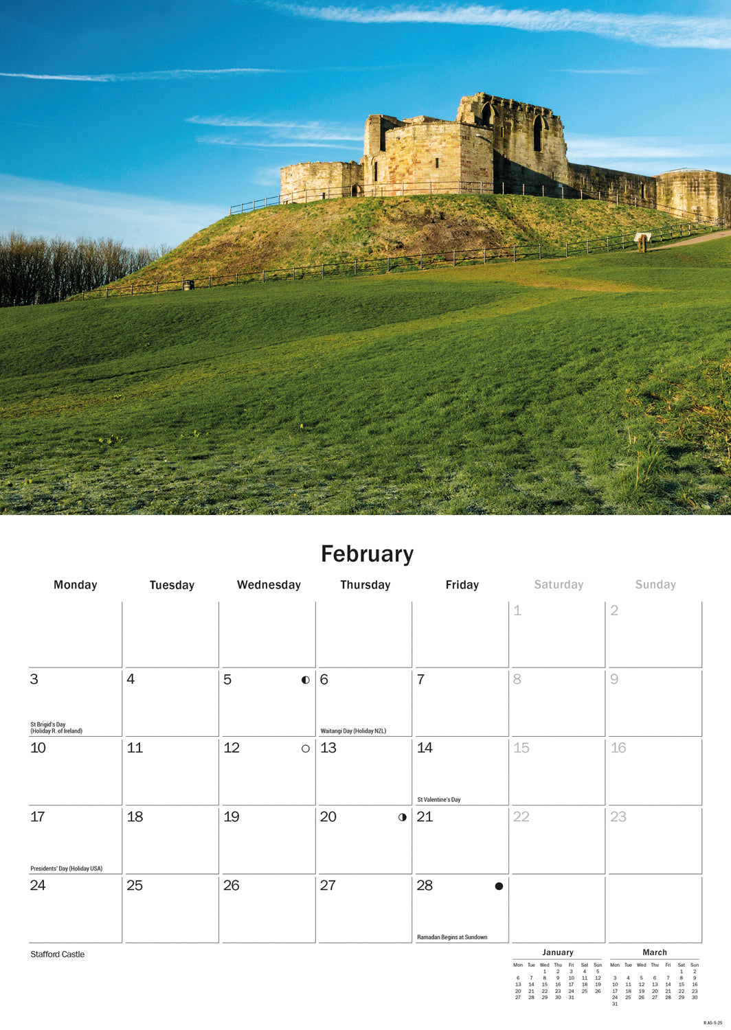 Staffordshire A5 Calendar 2025