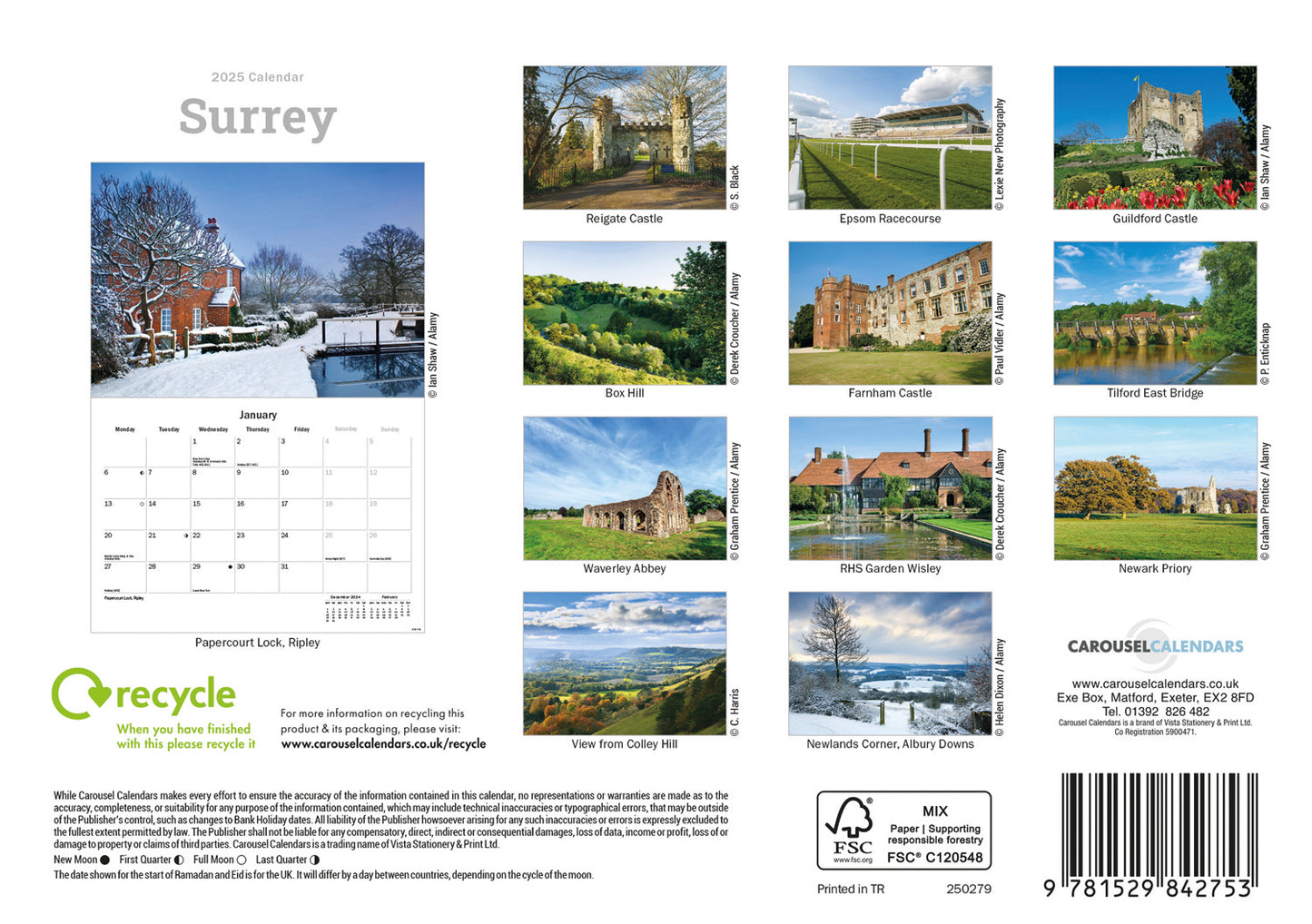 Surrey A5 Calendar 2025