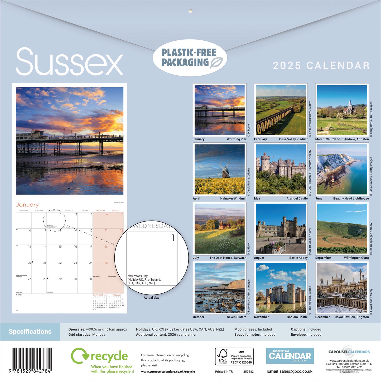 Sussex Wall Calendar 2025