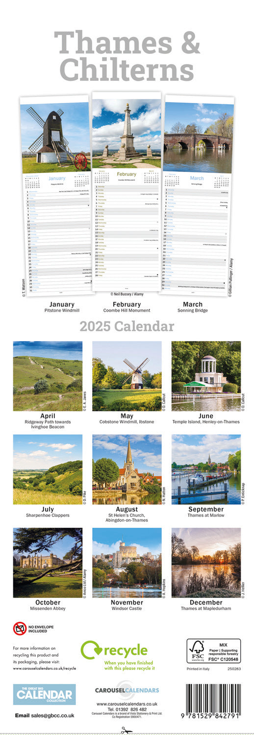 Thames & Chilterns Slim Calendar 2025