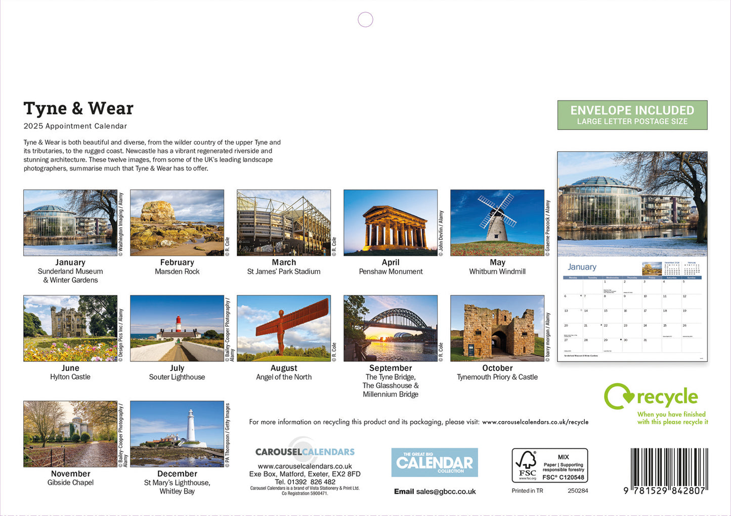 Tyne & Wear A4 Calendar  2025