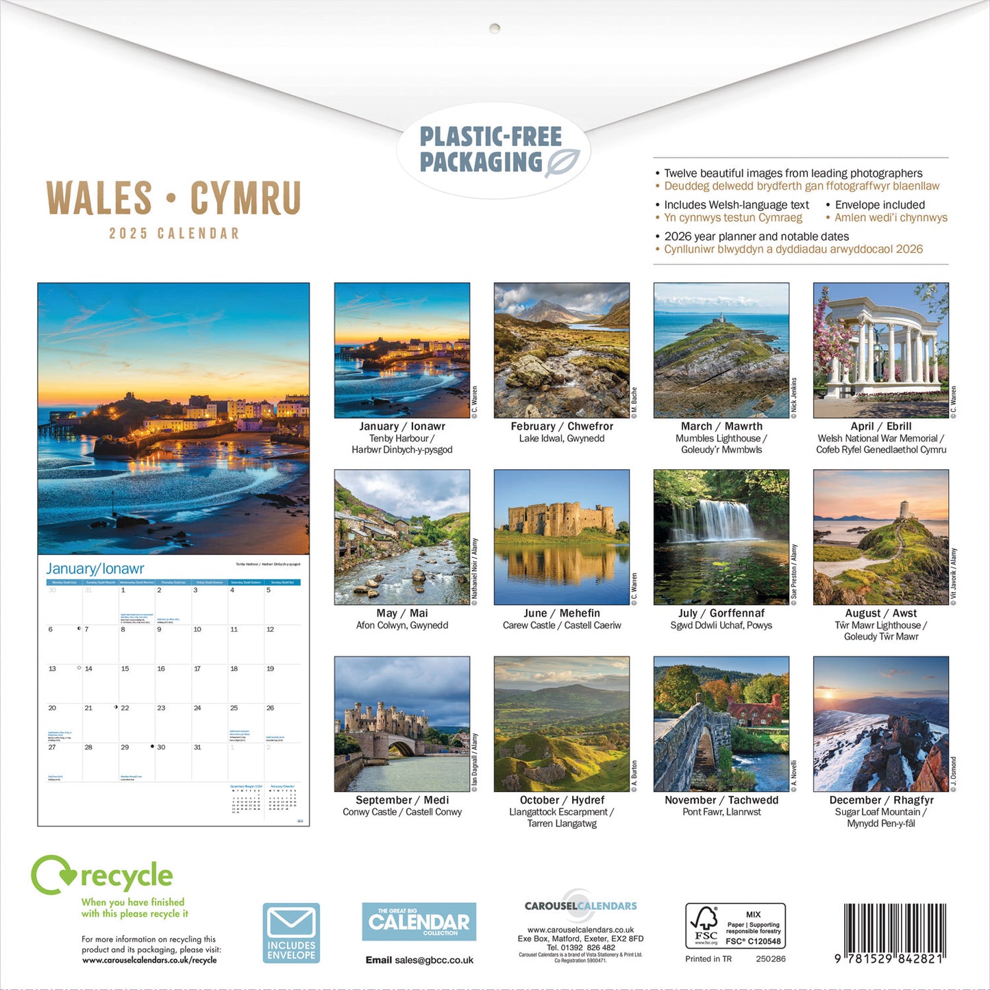 Wales Wall Calendar 2025