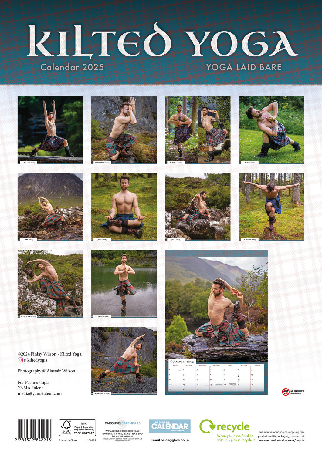 Kilted Yoga A3 Calendar 2025