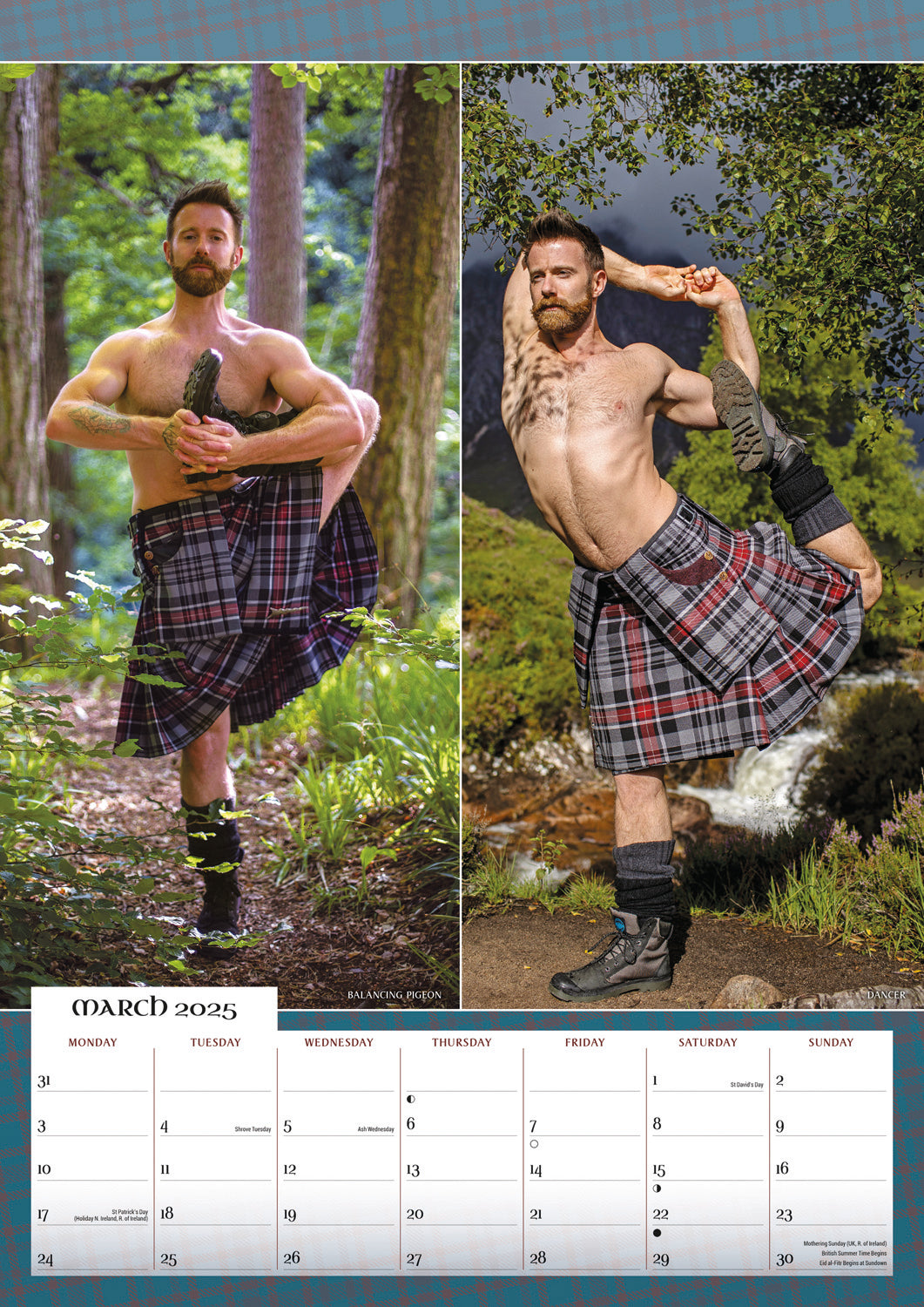 Kilted Yoga A3 Calendar 2025