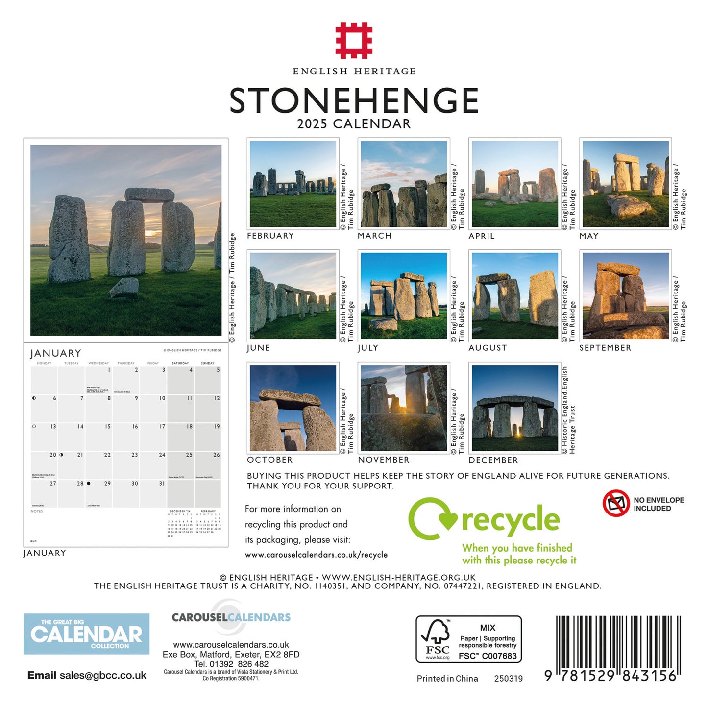 English Heritage, Stonehenge Mini Calendar 2025