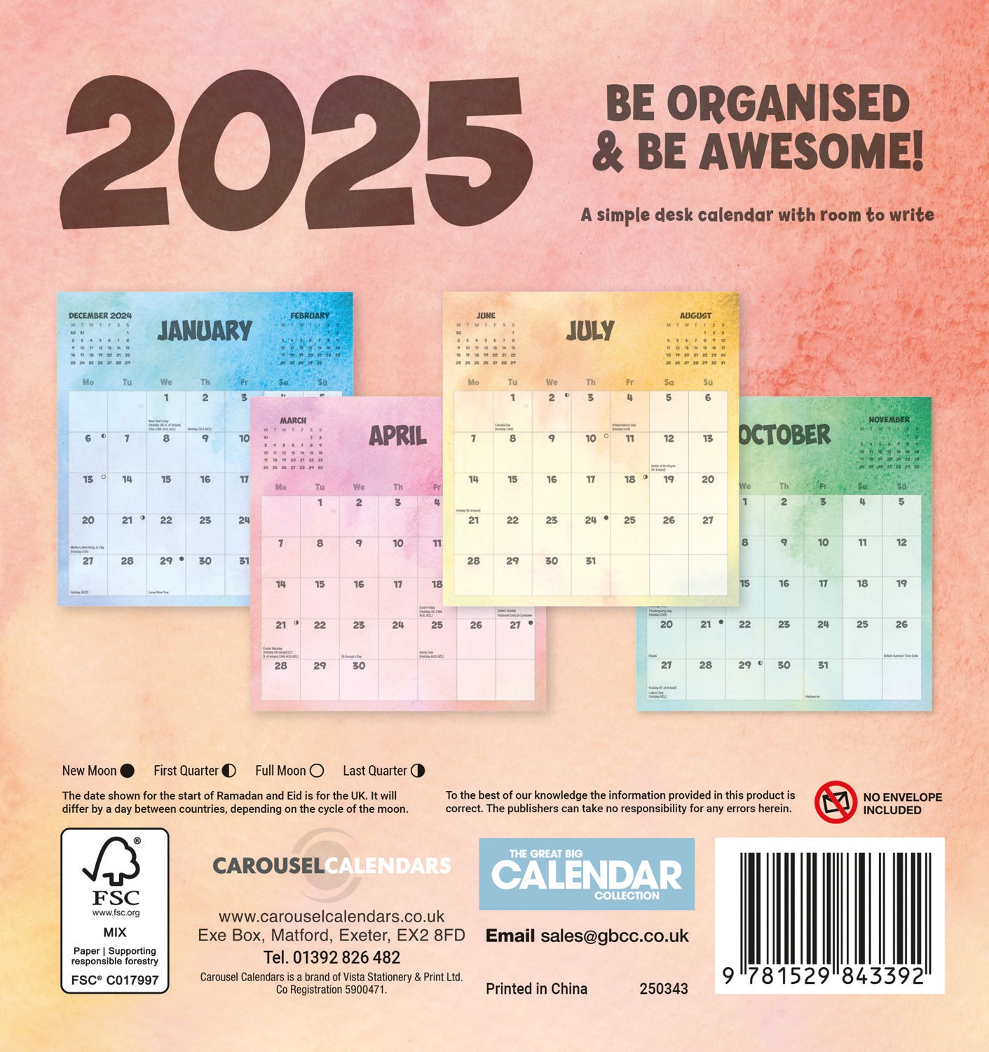 Be Organised and Be Awesome Desk Easel Calendar 2025