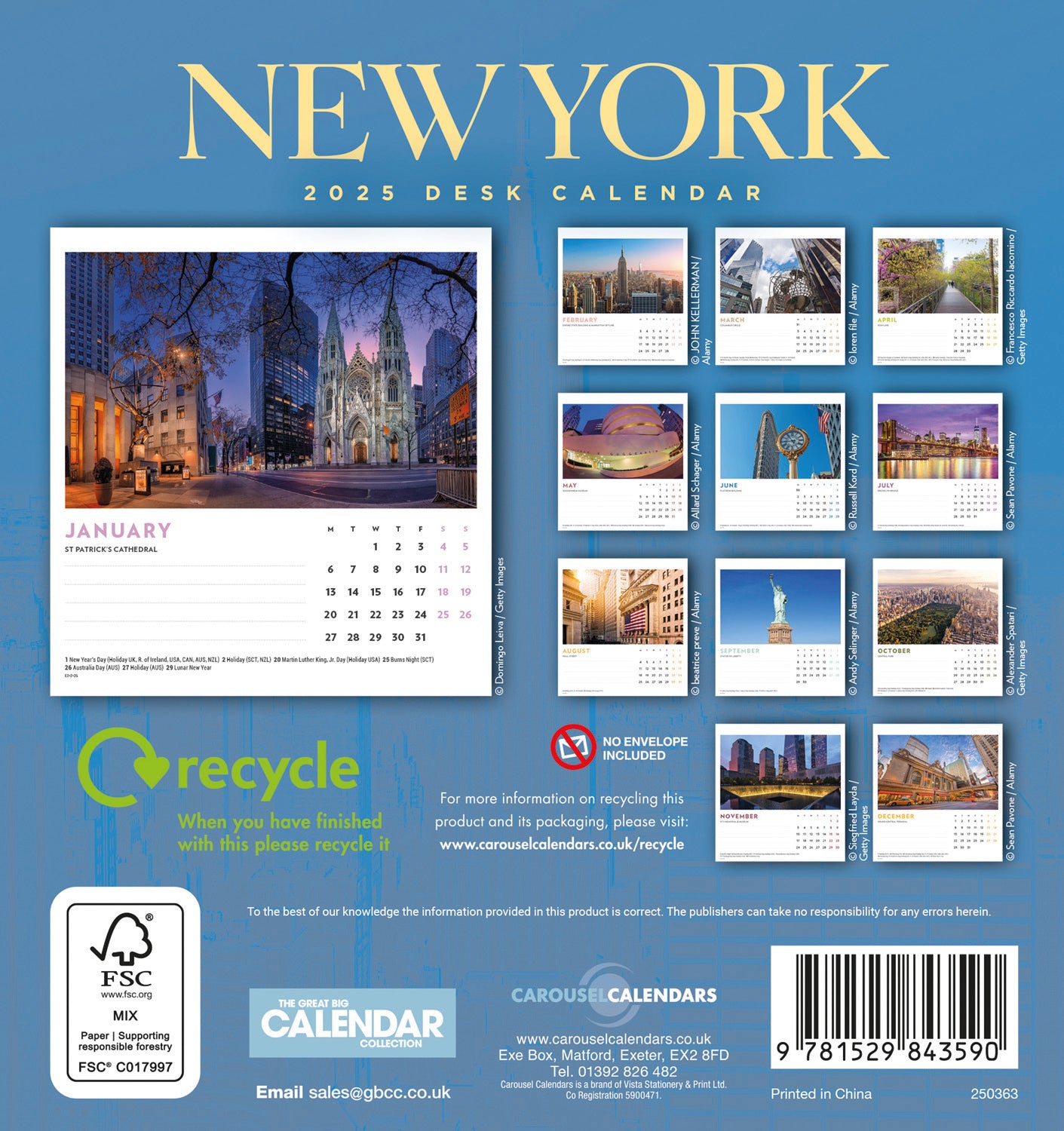 New York Desk Easel Calendar 2025