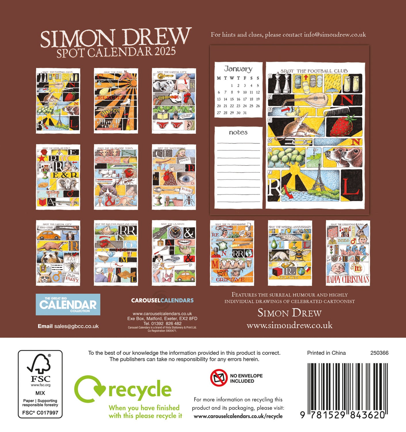 Simon Drew Desk Easel Calendar 2025