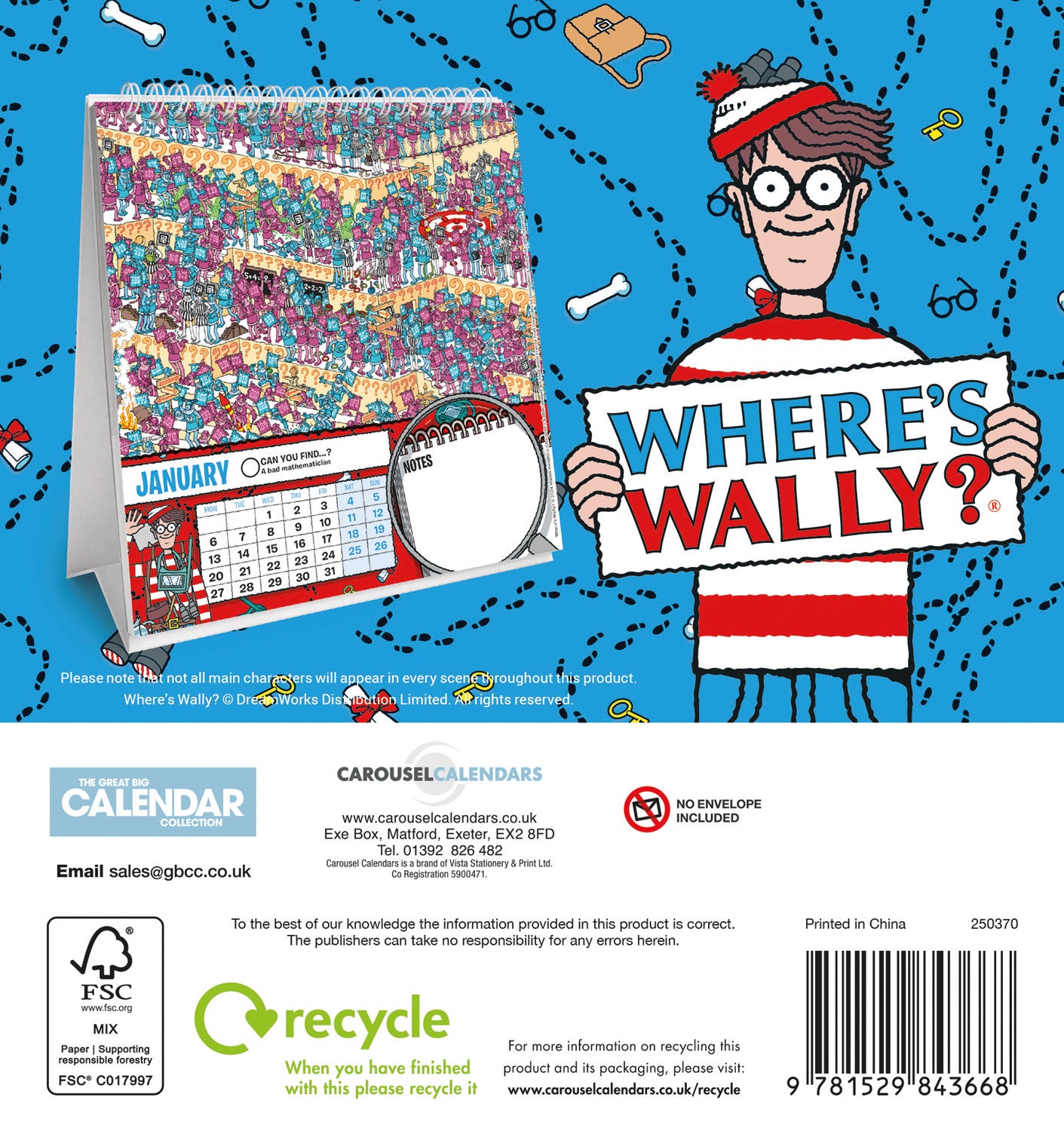 Wheres Wally Calendary Desk Easel Calendar 2025