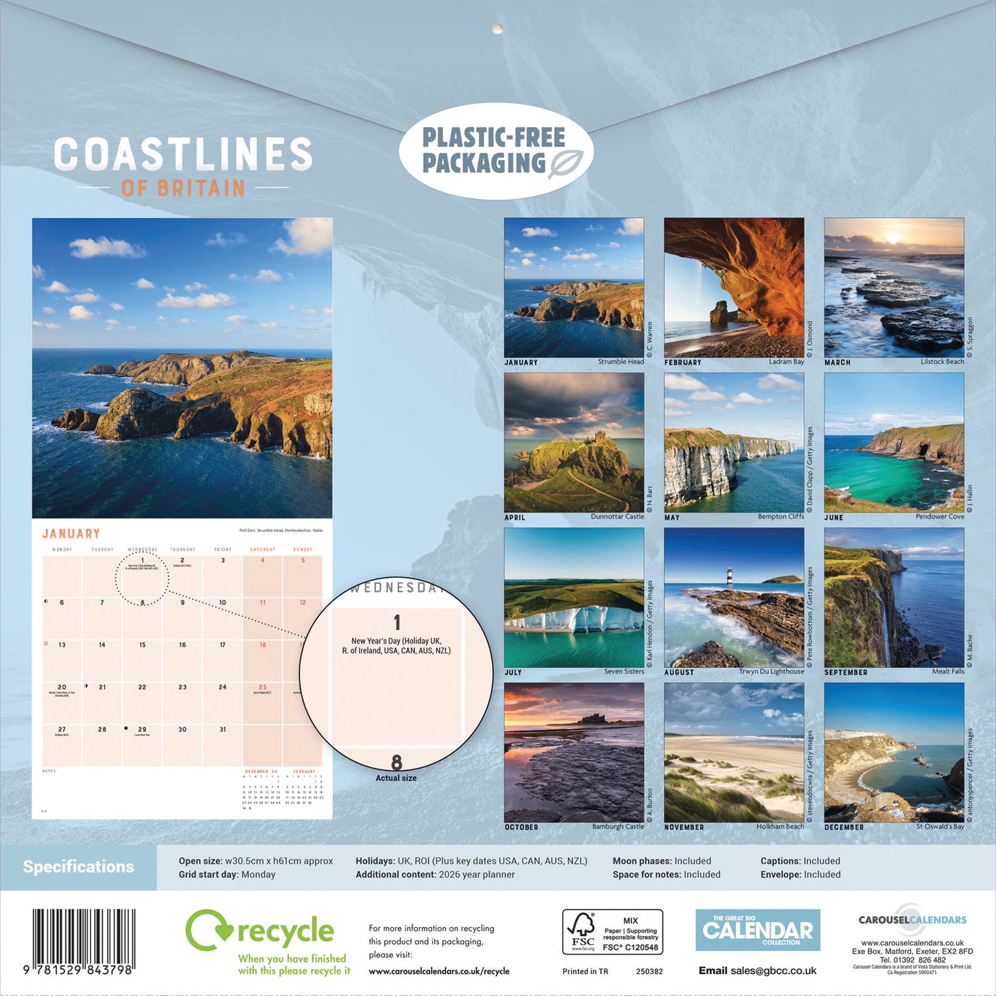 Coastlines of Britain Wall Calendar 2025