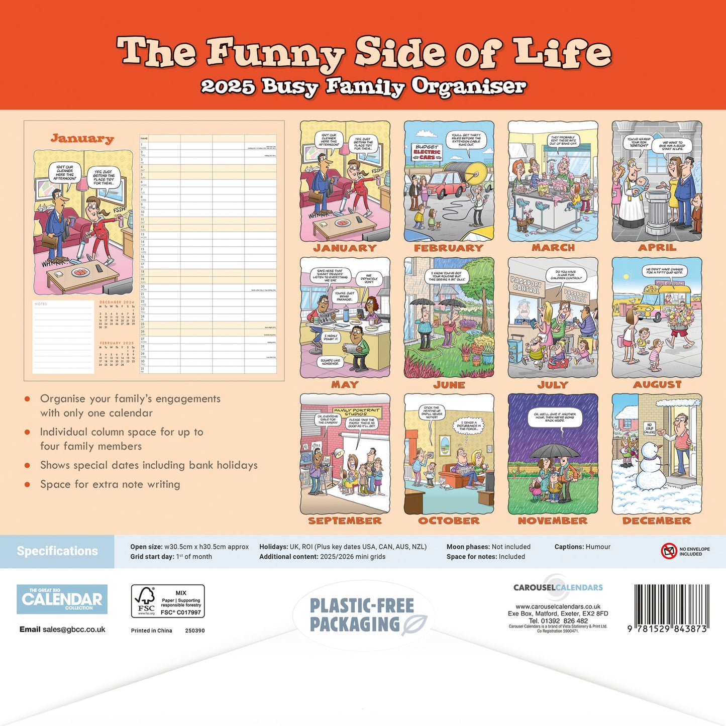 Funny Side of Life Wiro Planner Wall Calendar 2025