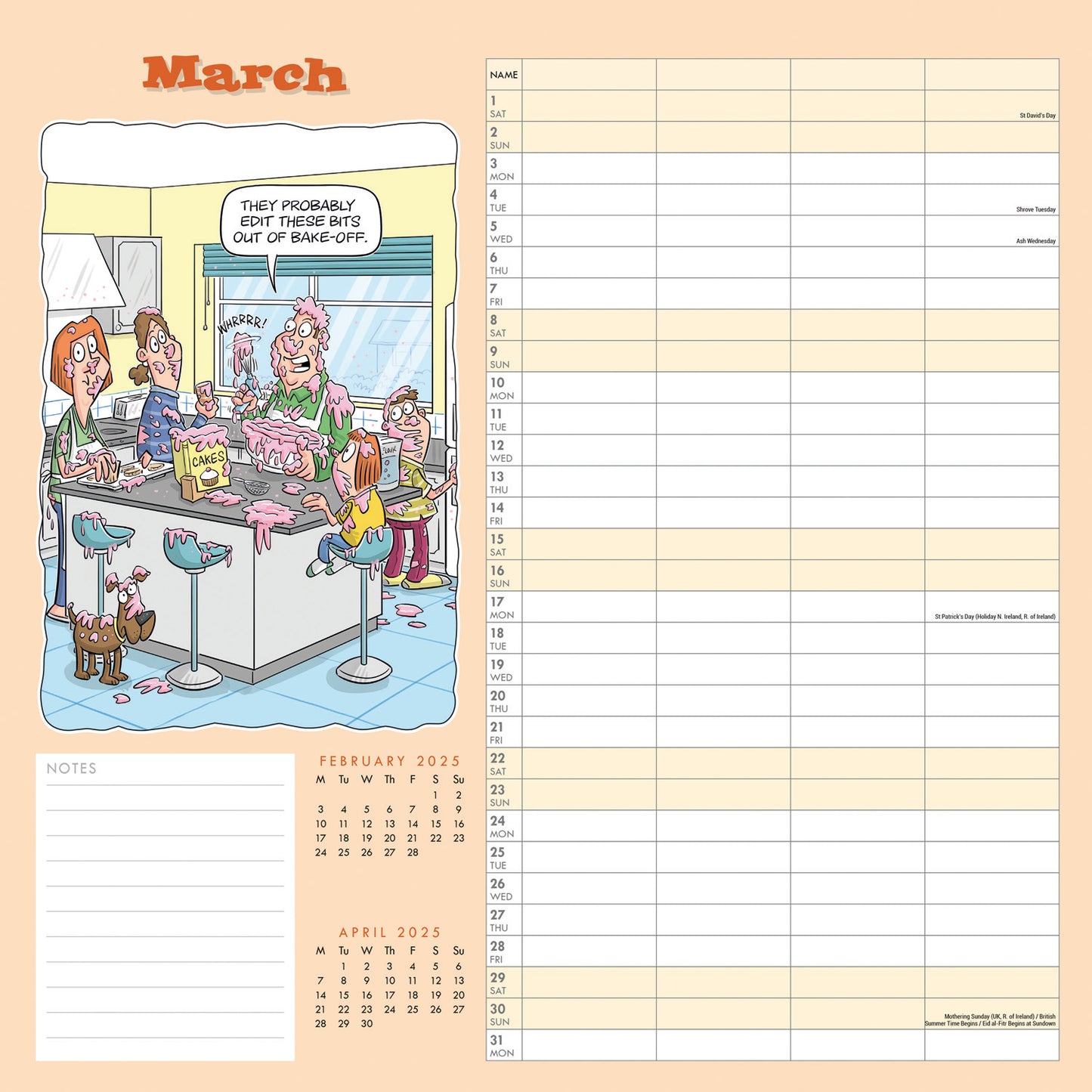 Funny Side of Life Wiro Planner Wall Calendar 2025