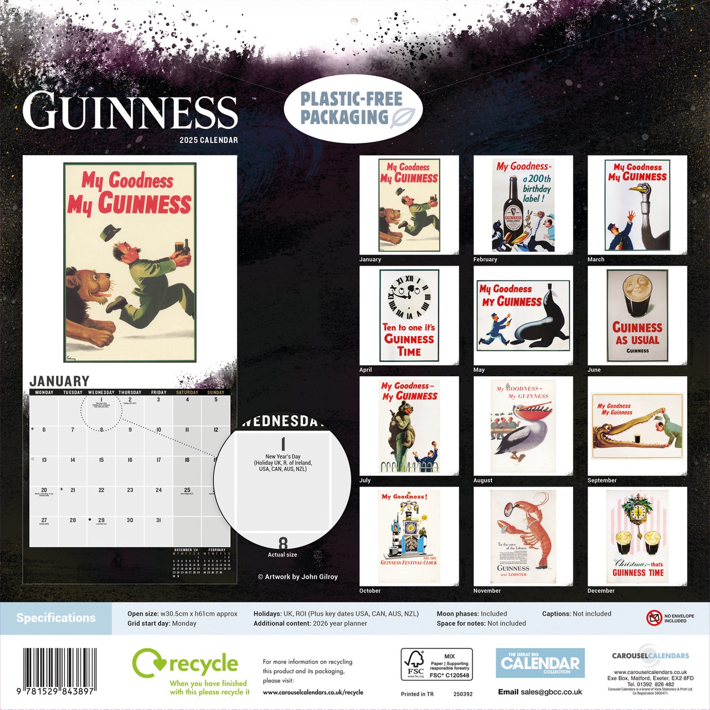 Guinness, Poster Art (PFP) Wall Calendar  2025