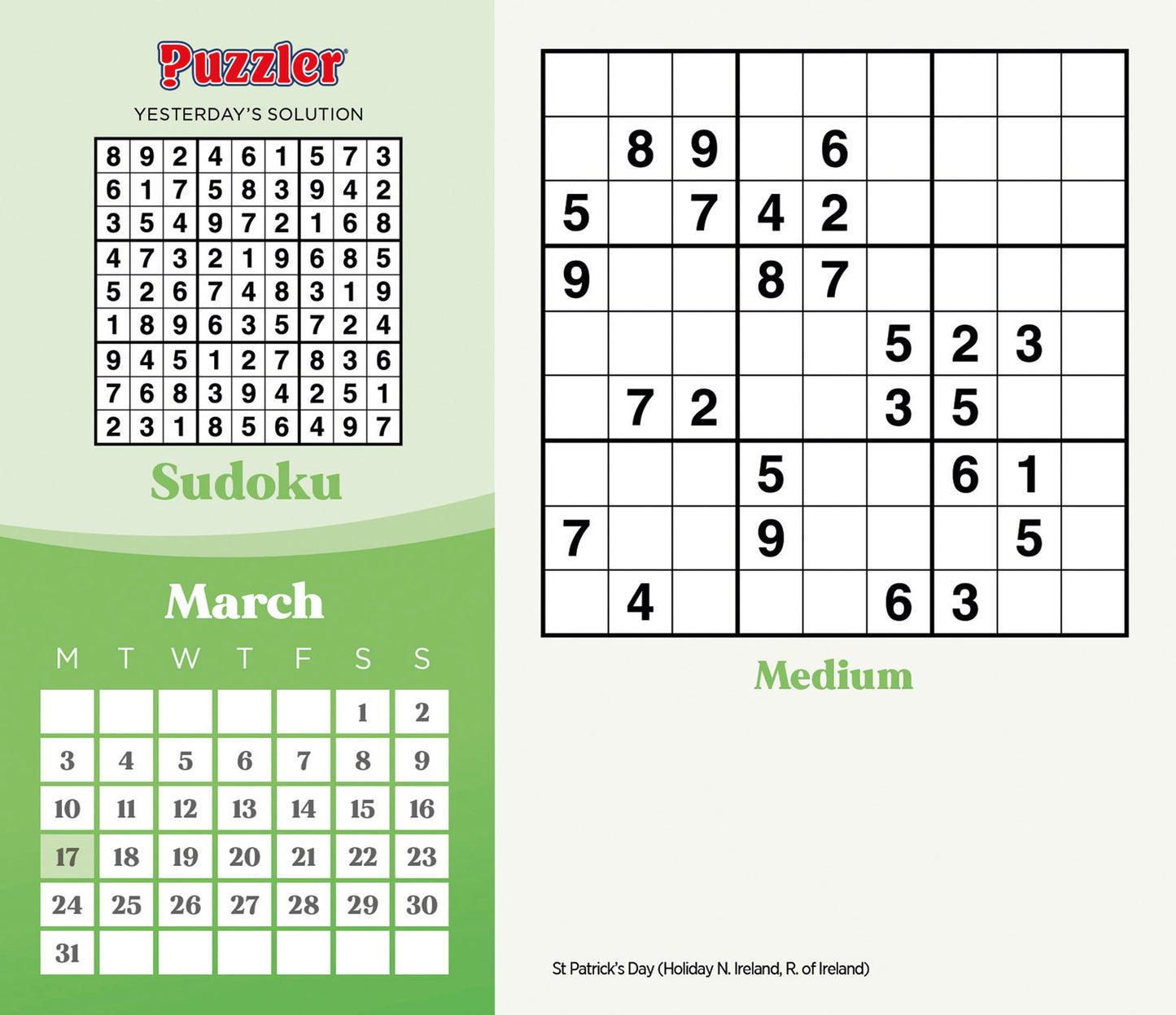 Sudoku, Puzzler Box Calendar 2025