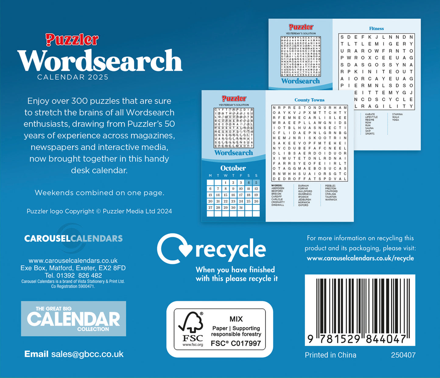 Word Search, Puzzler Box Calendar 2025