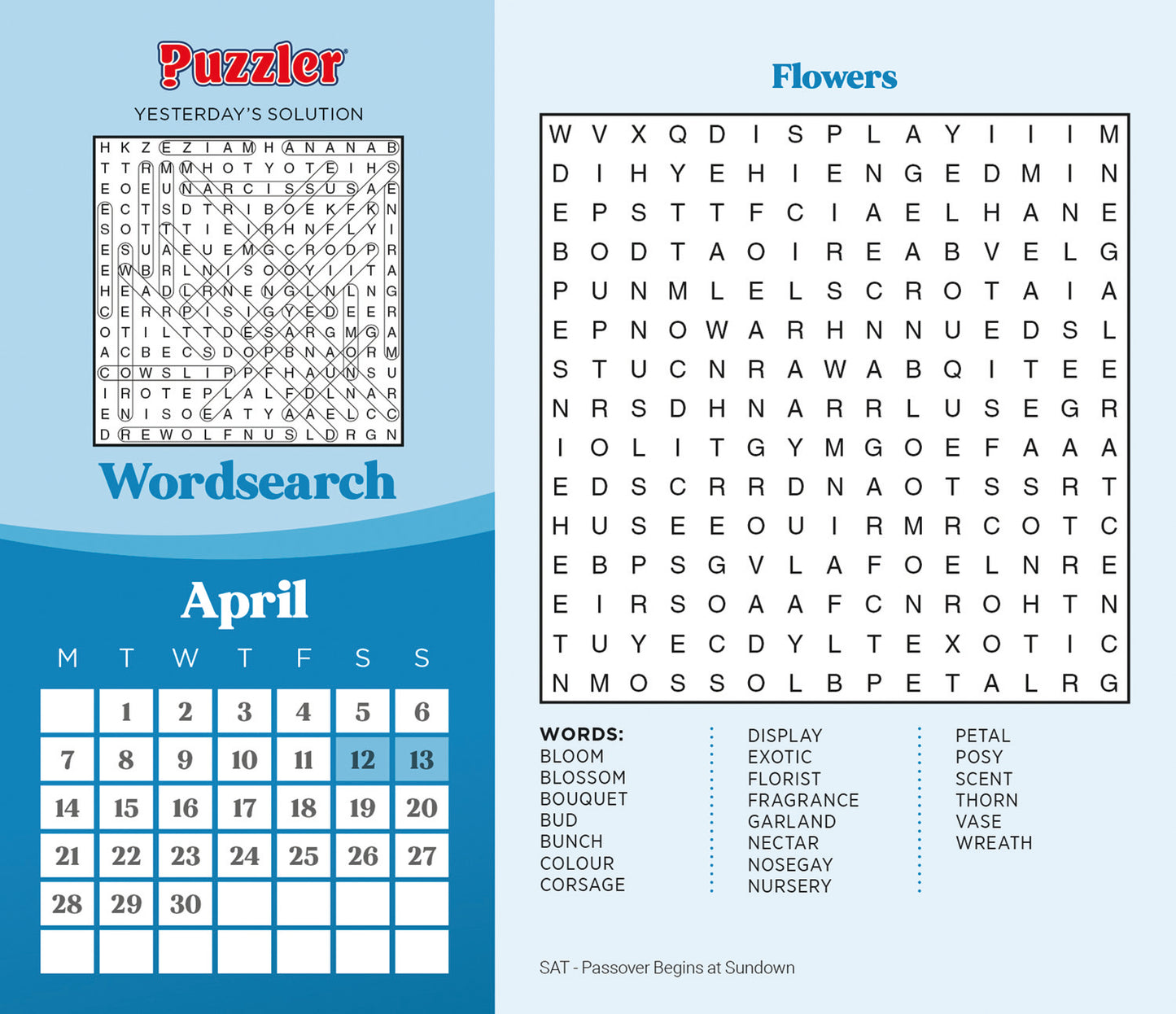 Word Search, Puzzler Box Calendar 2025