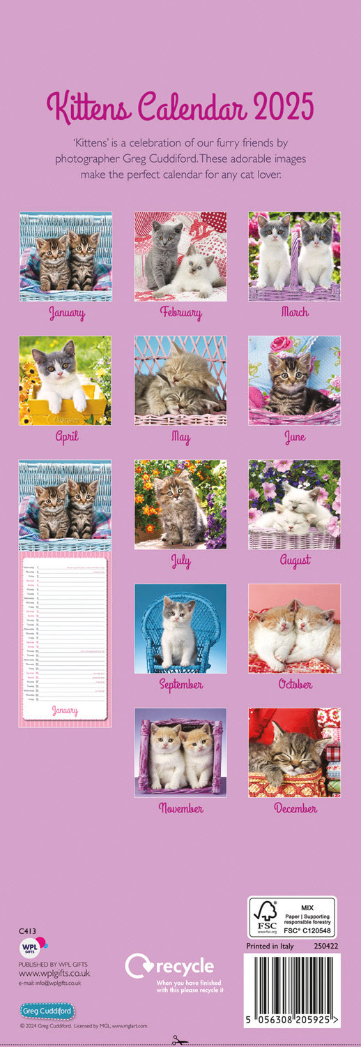 Kittens By Greg Cuddiford  (PFP) Slim Calendar 2025