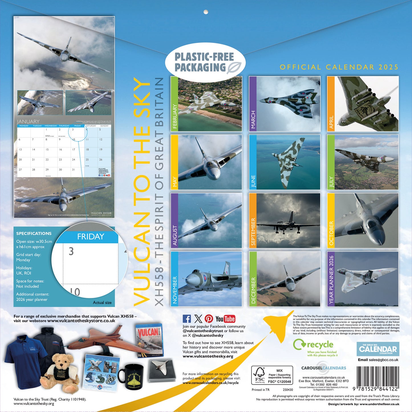 Vulcan XH558 (PFP)Wall Calendar 2025