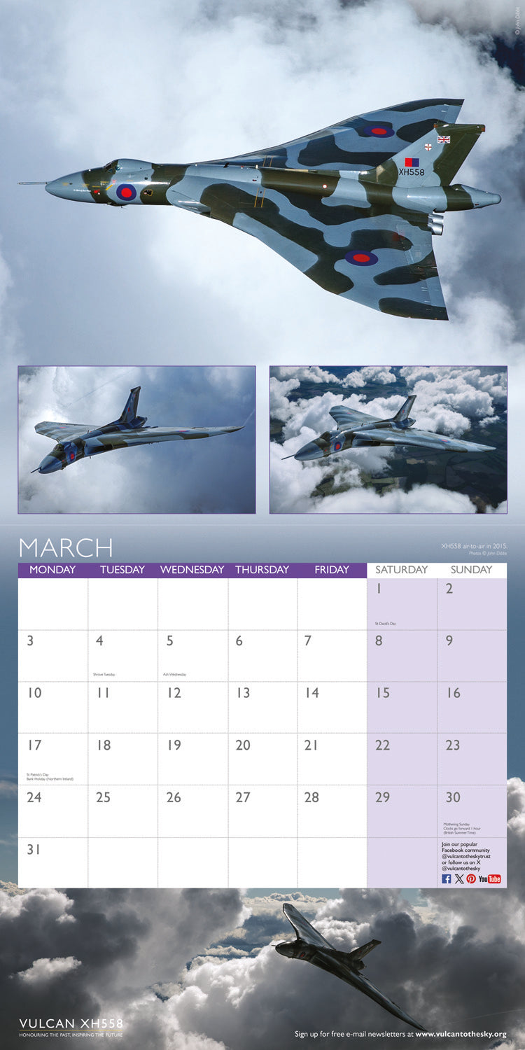 Vulcan XH558 (PFP)Wall Calendar 2025