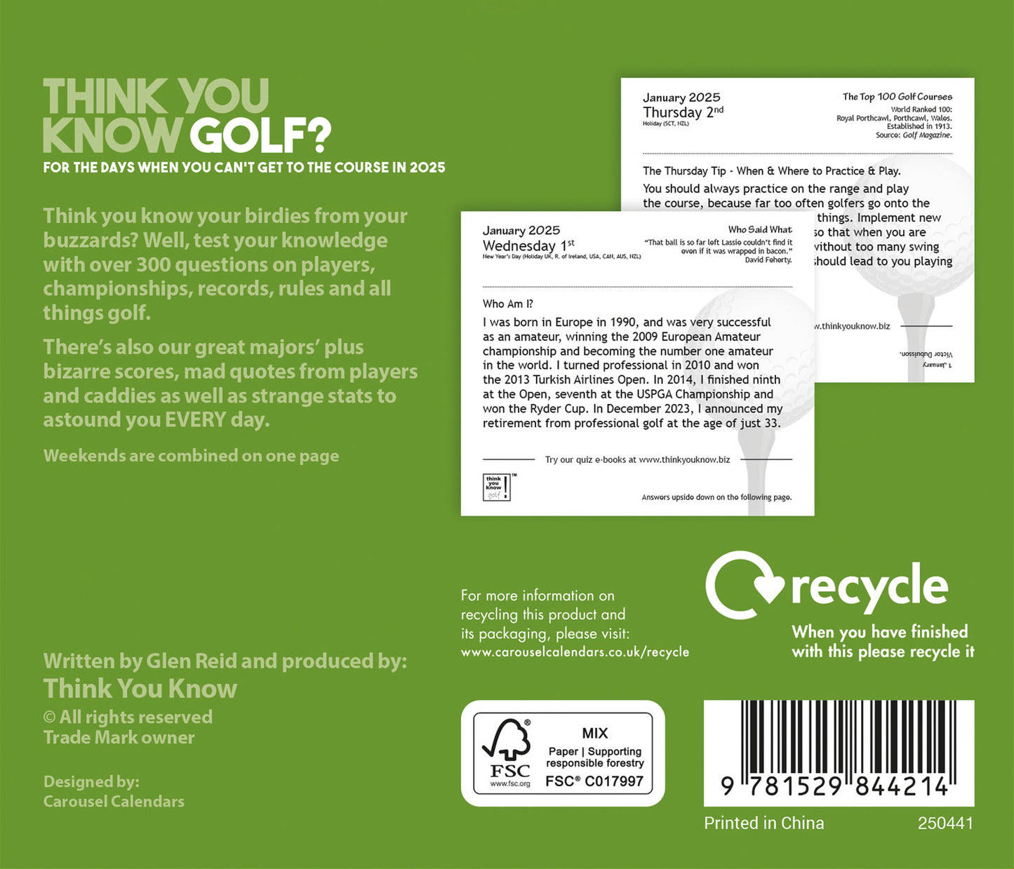 Think You Know Golf Box Calendar 2025