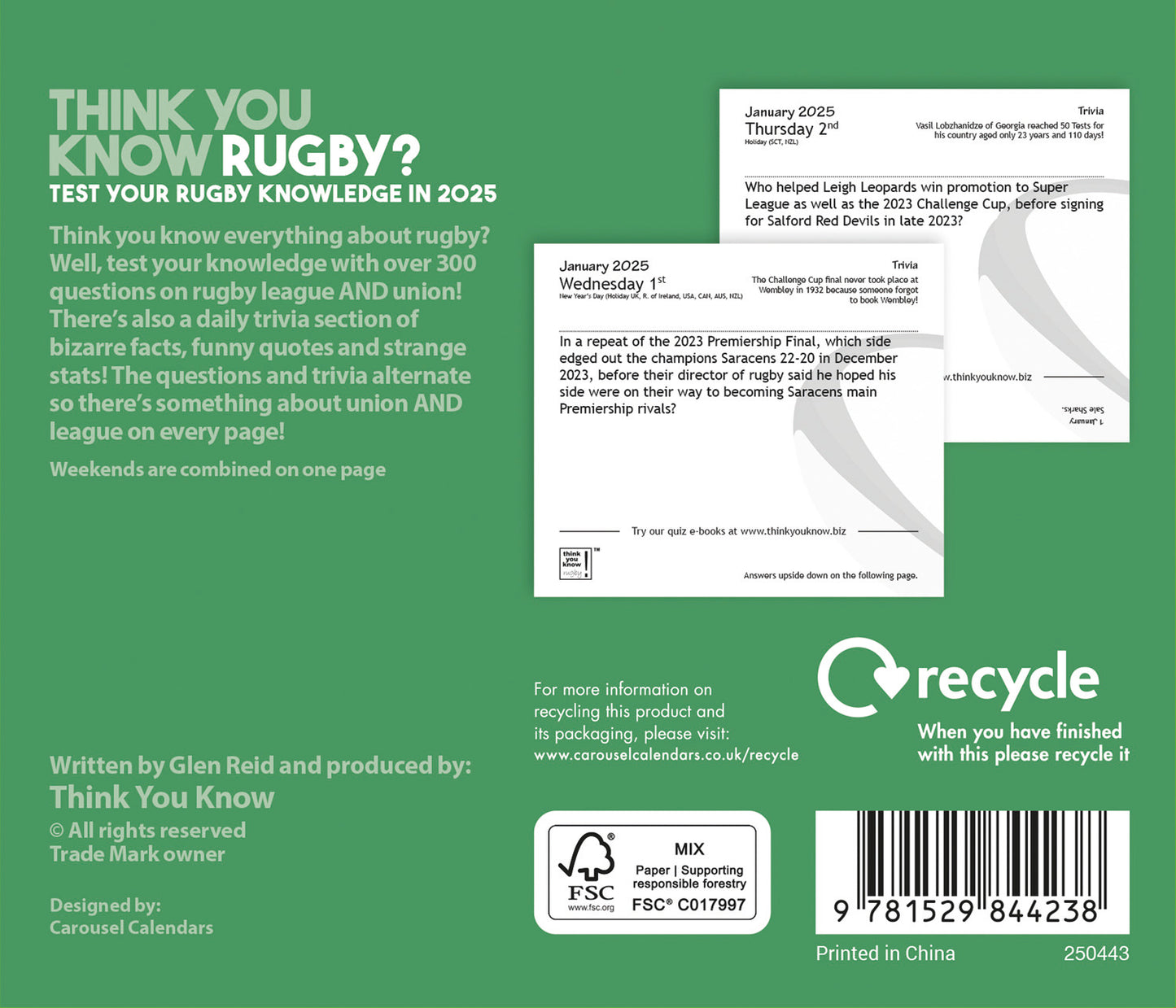 Think You Know Rugby Box Calendar 2025