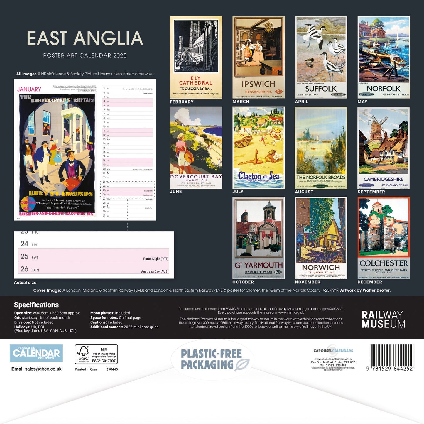 East Anglia Poster Art NRM Wiro Wall Calendar 2025