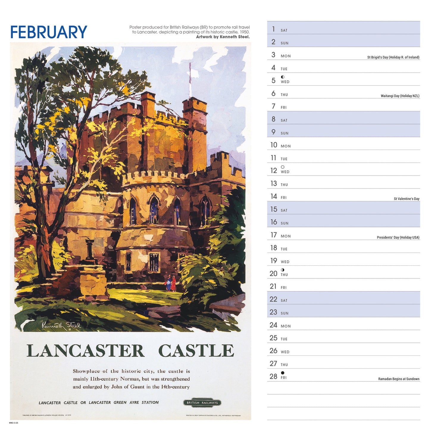 North West England Poster Art NRM Wiro Wall Calendar 2025