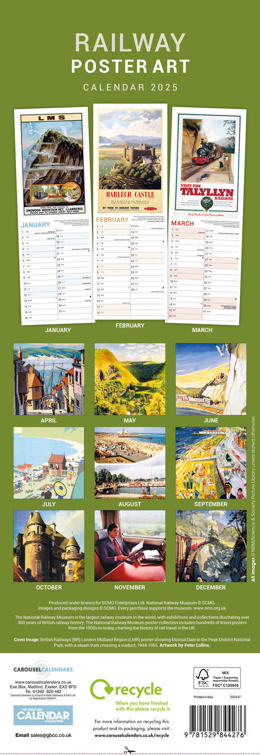 Railway Poster Art NRM Slim Calendar 2025