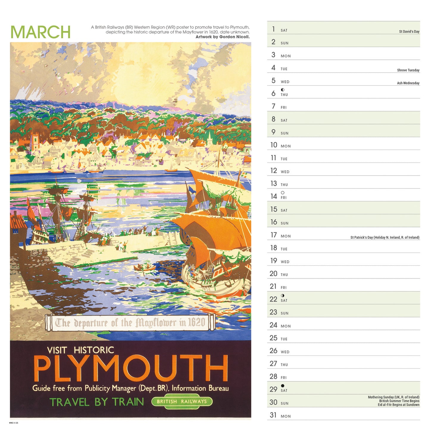 West Country Poster Art NRM Wiro Wall Calendar 2025