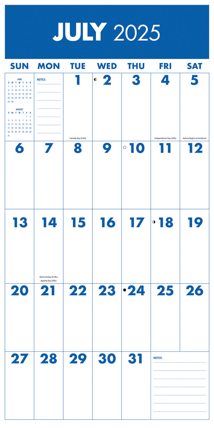 Mega Grid Wall CalendarSunday Start 2025