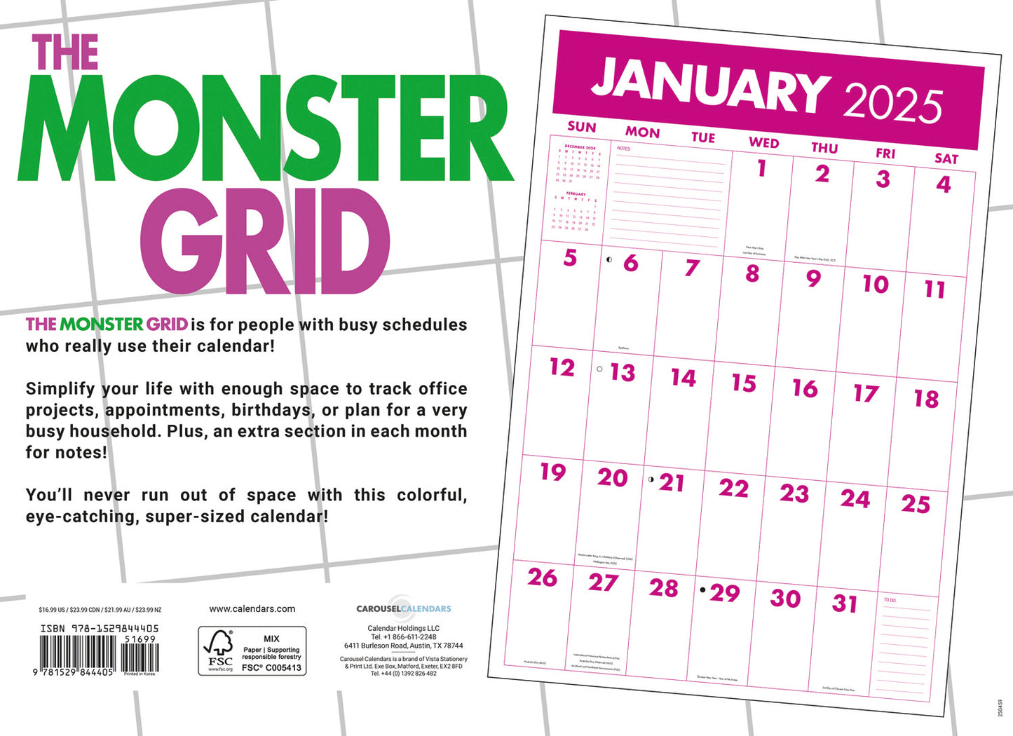 Monster Grid Deluxe Sunday Start 2025