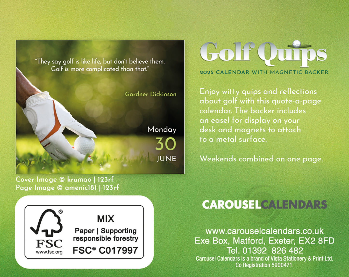 Golf Quips Mini Box Calendar 2025