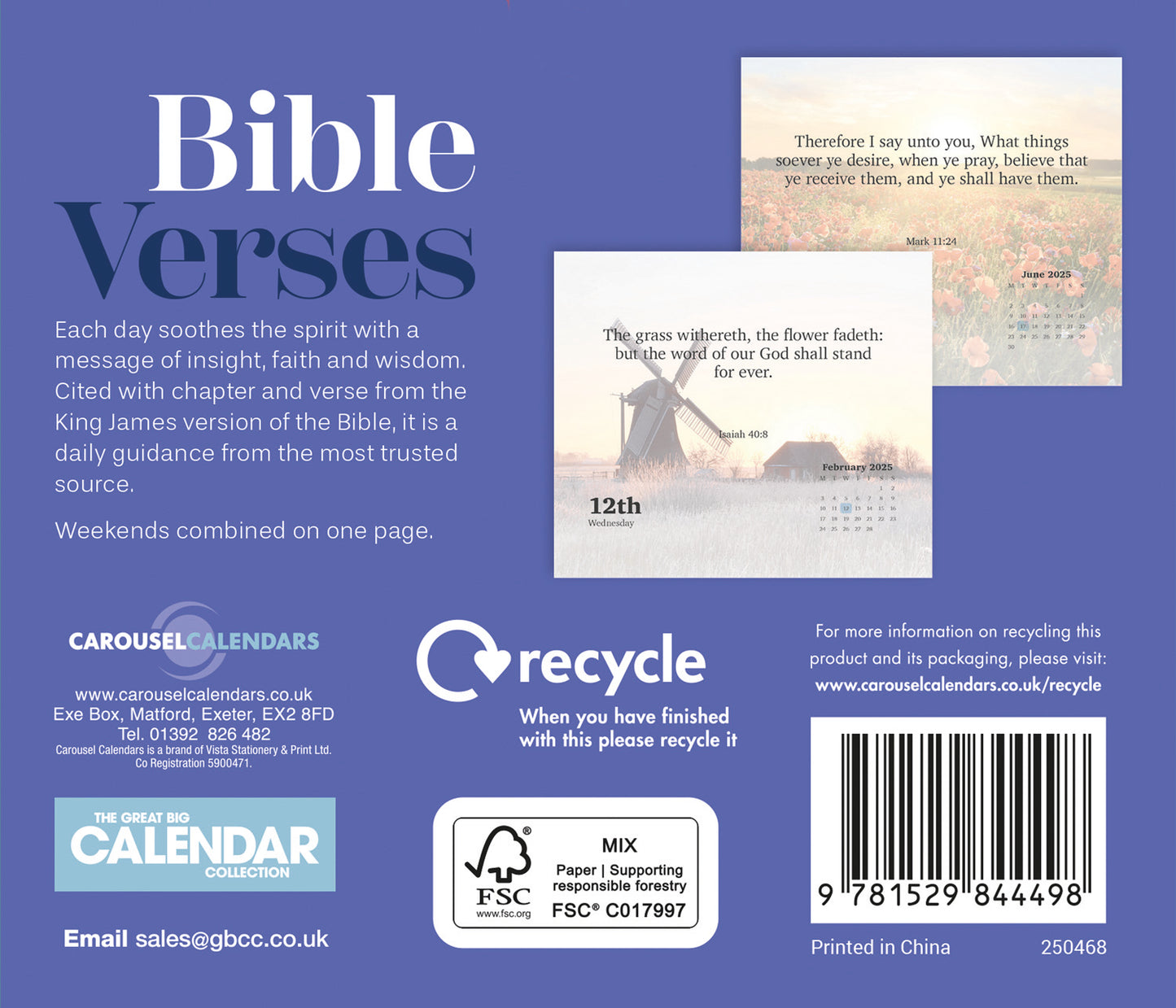 Bible Verses Box Calendar 2025