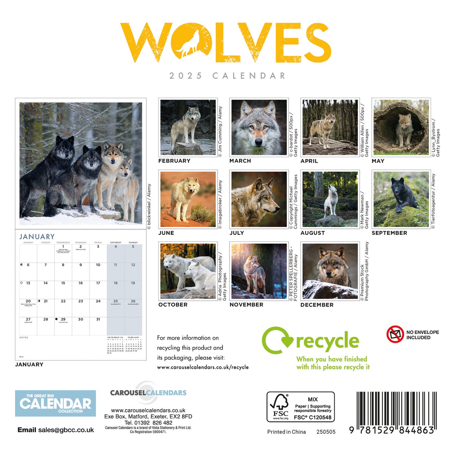 Wolves Mini Calendar 2025